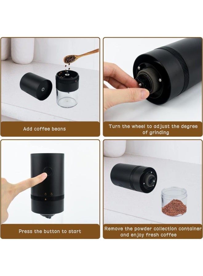 USB Rechargeable Electric Burr Coffee Grinder, Portable 4-Cup Conical Burr Grinder with Adjustable Grind Settings for Espresso, Drip, Pour Over, French Press, and Arabic Coffee, Elegant Black - Image 3